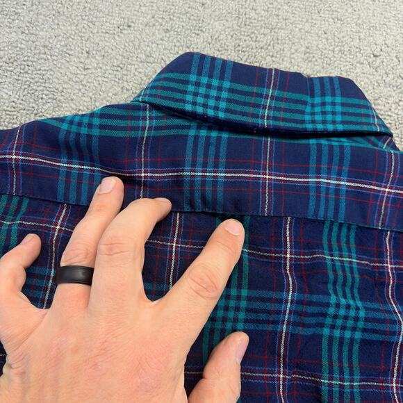 Vintage Pendleton Men's Button Up Shirt Blue/Green Medium Plaid 100% Virgin Wool - Picture 8 of 9